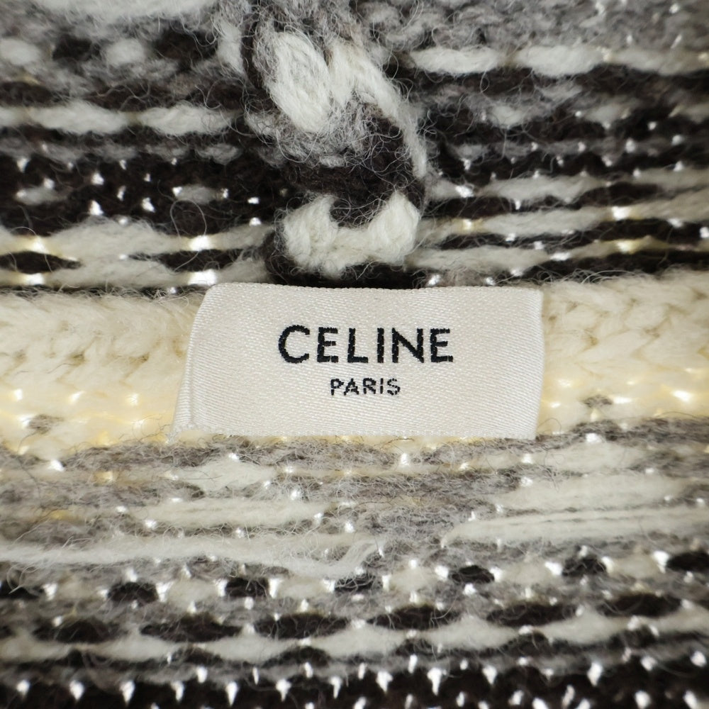 CELINE(セリーヌ) 21AW Nordic Knit Hoodie ノルディックニットフーディー プルオーバーパーカー アイボリー 2A80R107O
