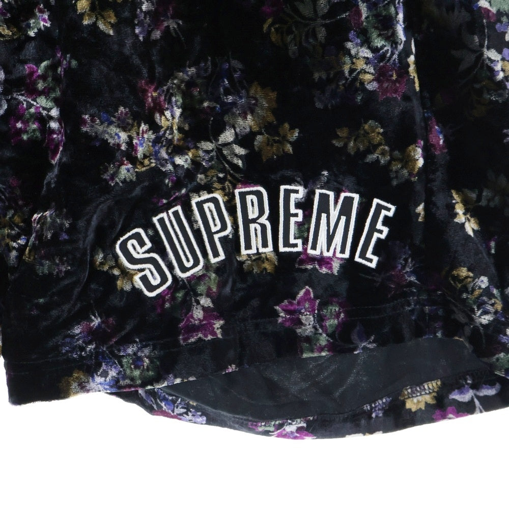 SUPREME(シュプリーム) 19AW Floral Velour Short フローラル ベロアショーツ ハーフパンツ ブラック