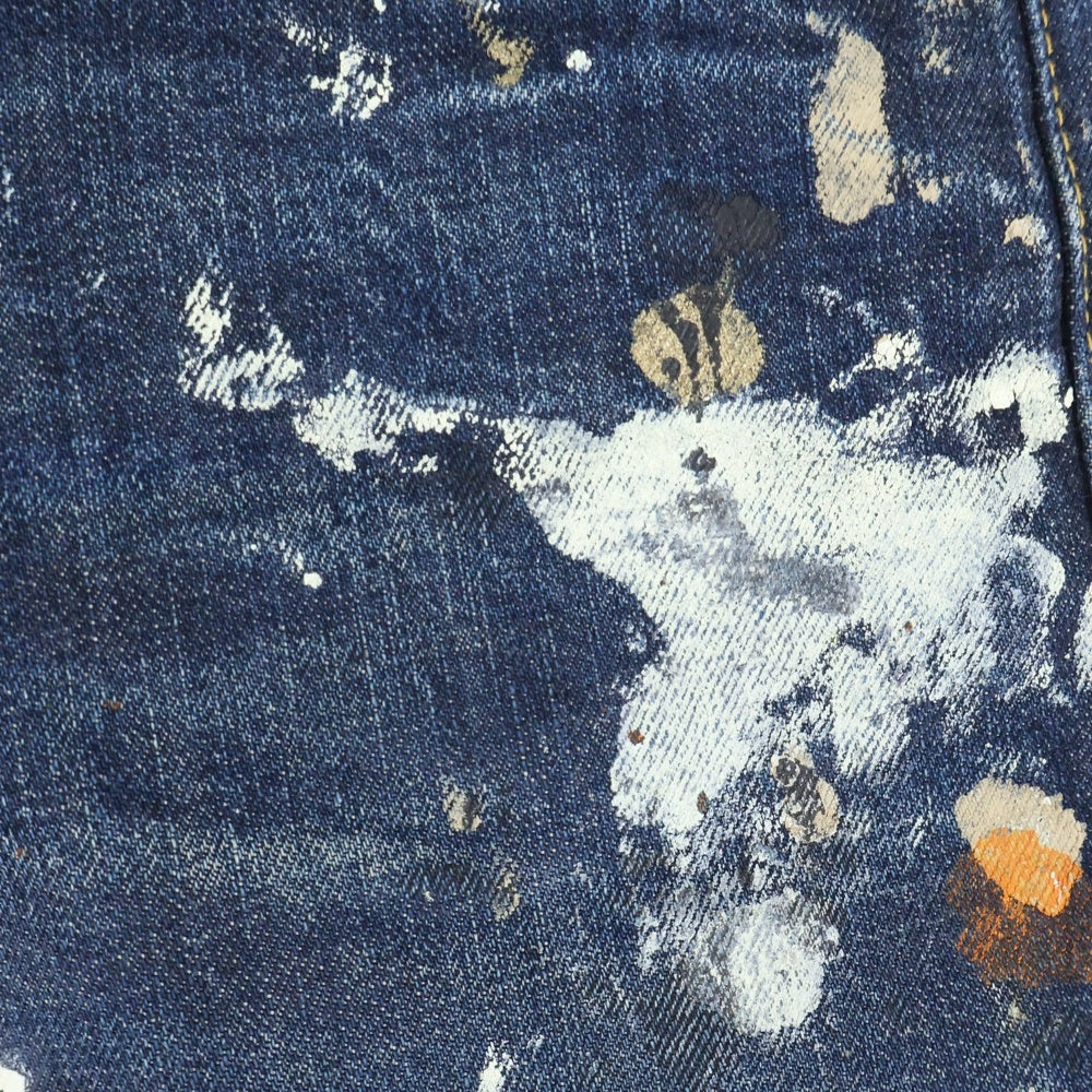 RRL(ダブルアールエル) ボタンフライ ペイントストレートデニムパンツ インディゴ