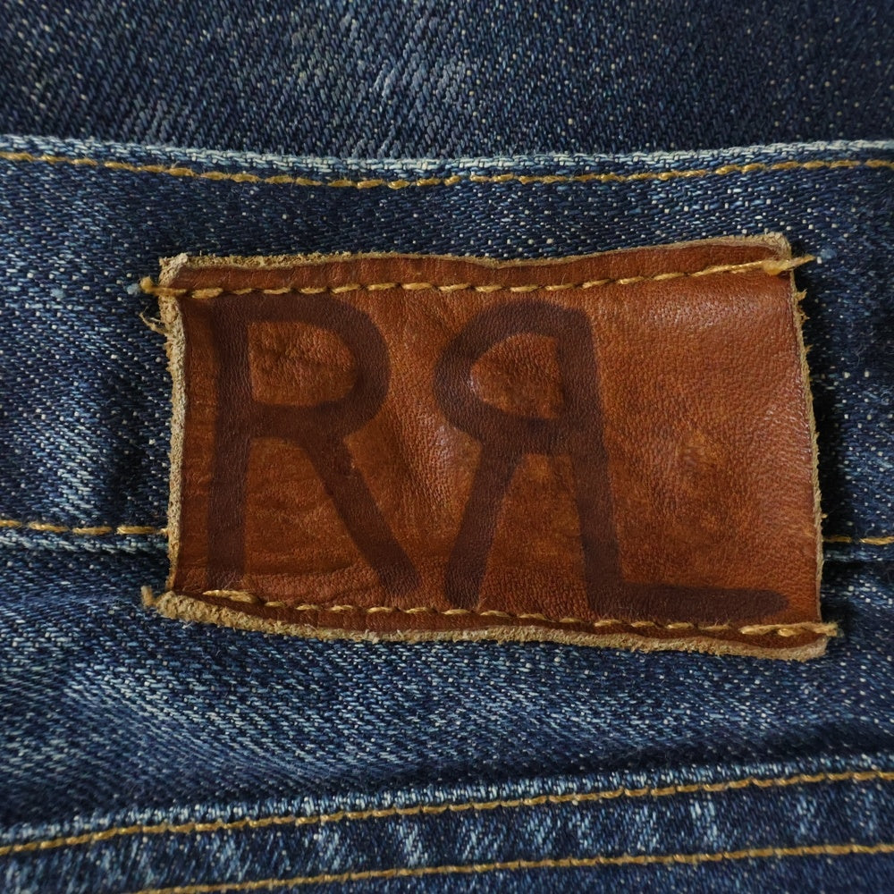 RRL(ダブルアールエル) ボタンフライ ペイントストレートデニムパンツ インディゴ