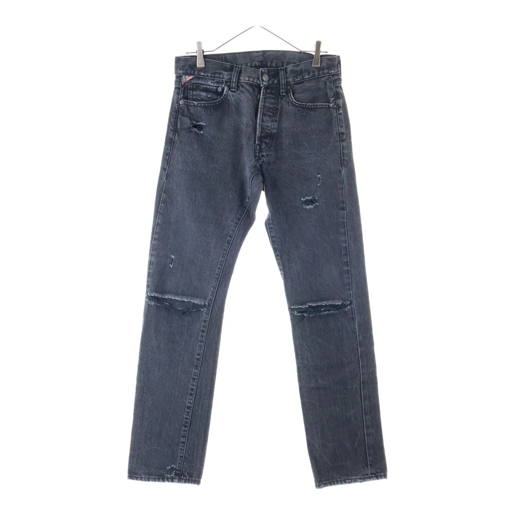 RALPH LAUREN(ラルフローレン) Slim ボタンフライ ダメージ加工 デニムスキニーパンツ グレー