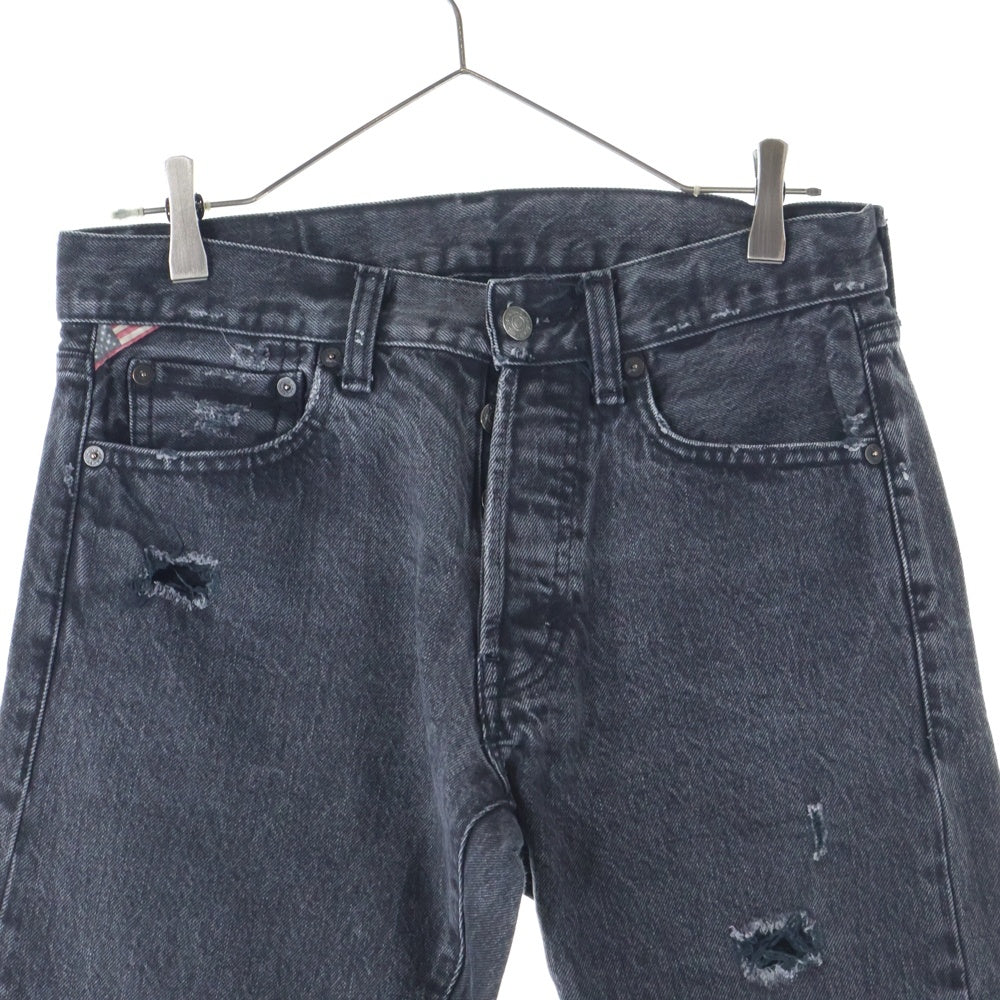 RALPH LAUREN(ラルフローレン) Slim ボタンフライ ダメージ加工 デニムスキニーパンツ グレー