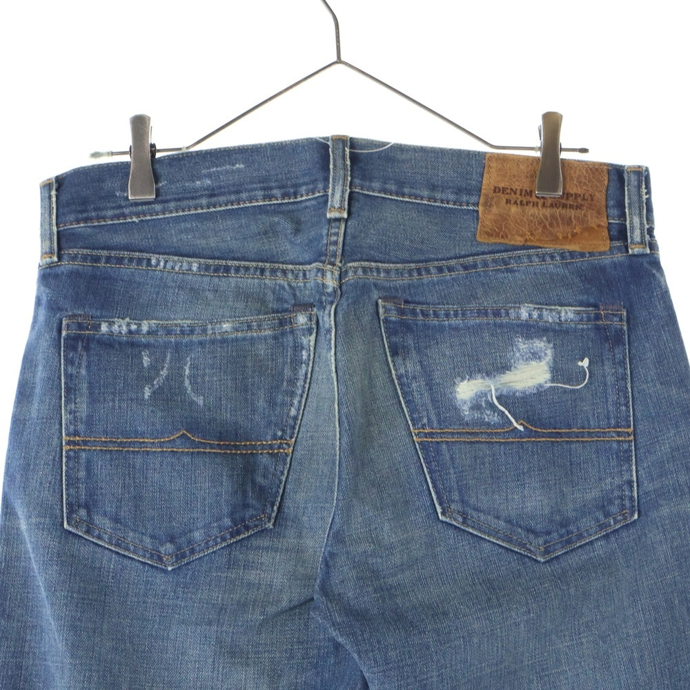 RALPH LAUREN(ラルフローレン) Slim ボタンフライ ダメージ加工 デニムスキニーパンツ インディゴ