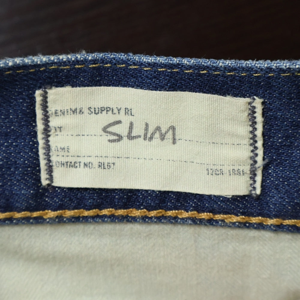 RALPH LAUREN(ラルフローレン) Slim ボタンフライ ダメージ加工 デニムスキニーパンツ インディゴ