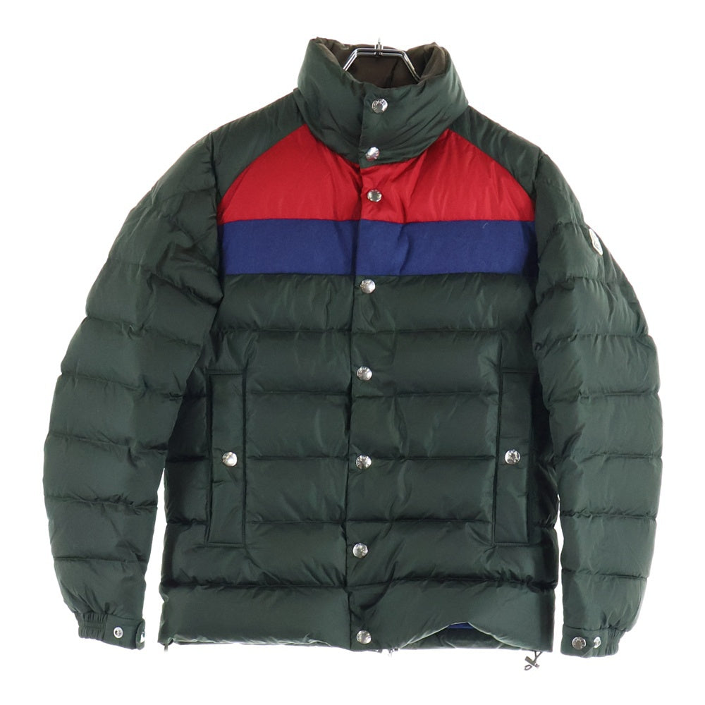 MONCLER(モンクレール) 15AW BREVAL ブレヴァル ワッペンロゴ ウール切り替え スタンドカラー ジップアップ ダウンジャケット カーキ A20914132785 54155