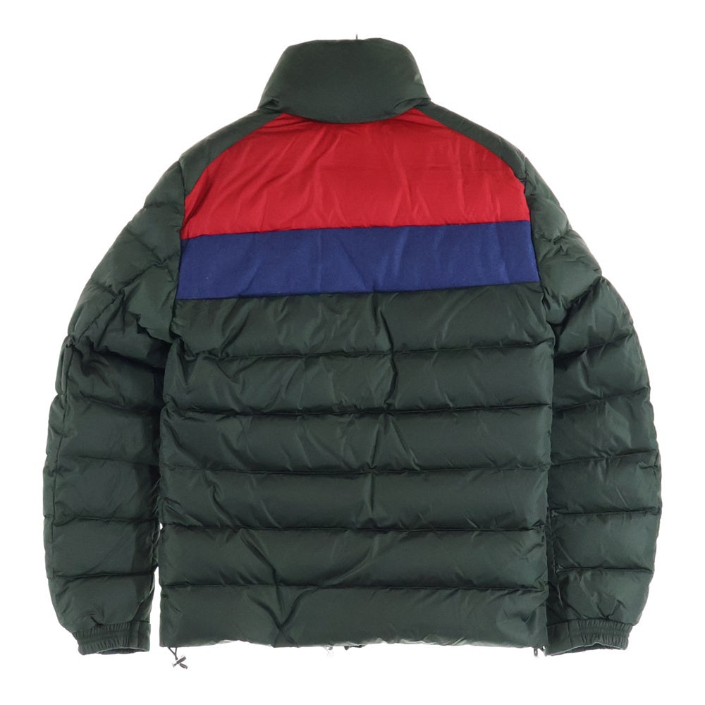 MONCLER(モンクレール) 15AW BREVAL ブレヴァル ワッペンロゴ ウール切り替え スタンドカラー ジップアップ ダウンジャケット カーキ A20914132785 54155