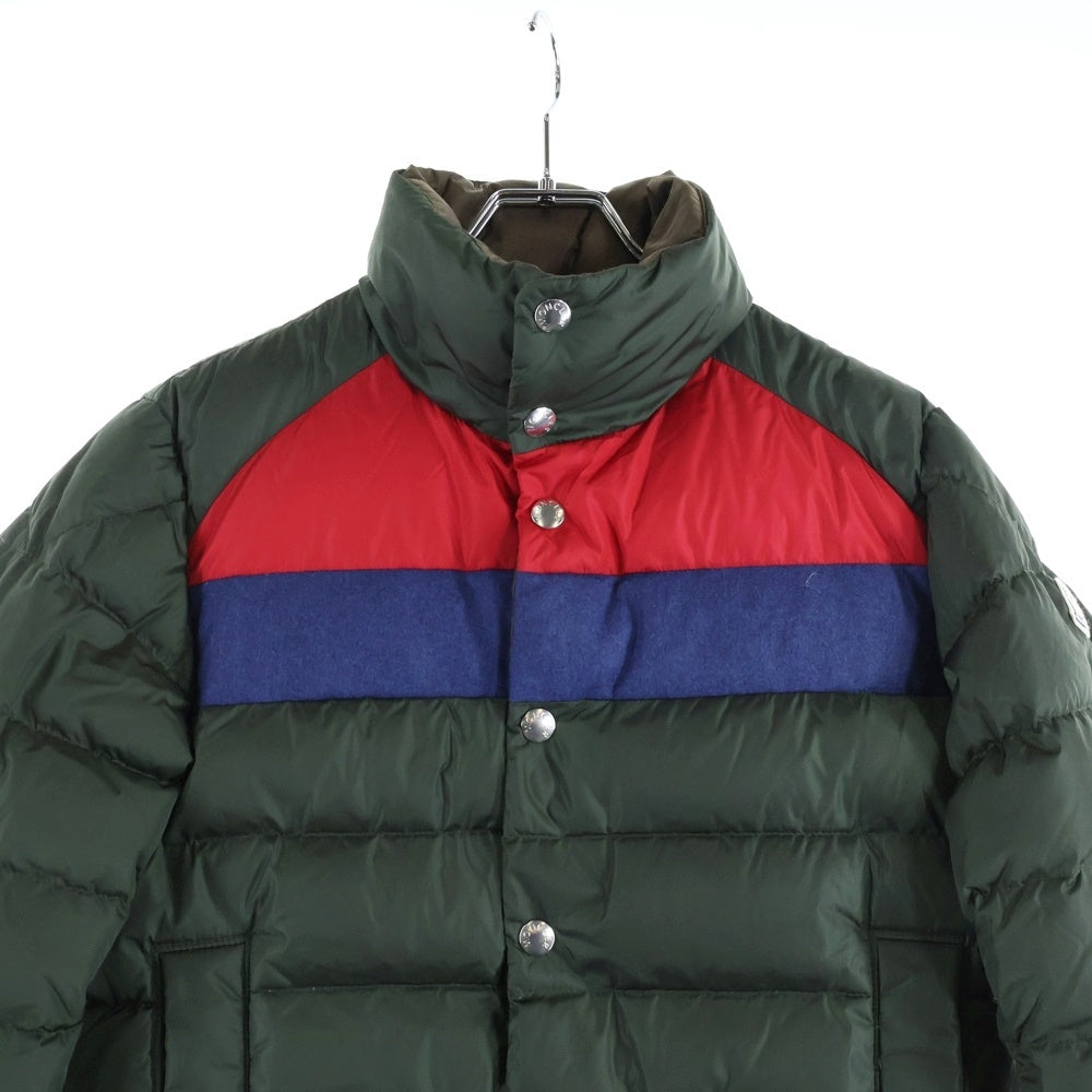 MONCLER(モンクレール) 15AW BREVAL ブレヴァル ワッペンロゴ ウール切り替え スタンドカラー ジップアップ ダウンジャケット カーキ A20914132785 54155