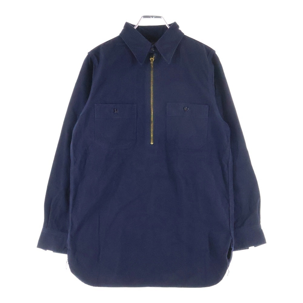 AT LAST & CO(アットラスト) HALF ZIP SHIRT シャモア ハーフジップ長袖シャツ ネイビー