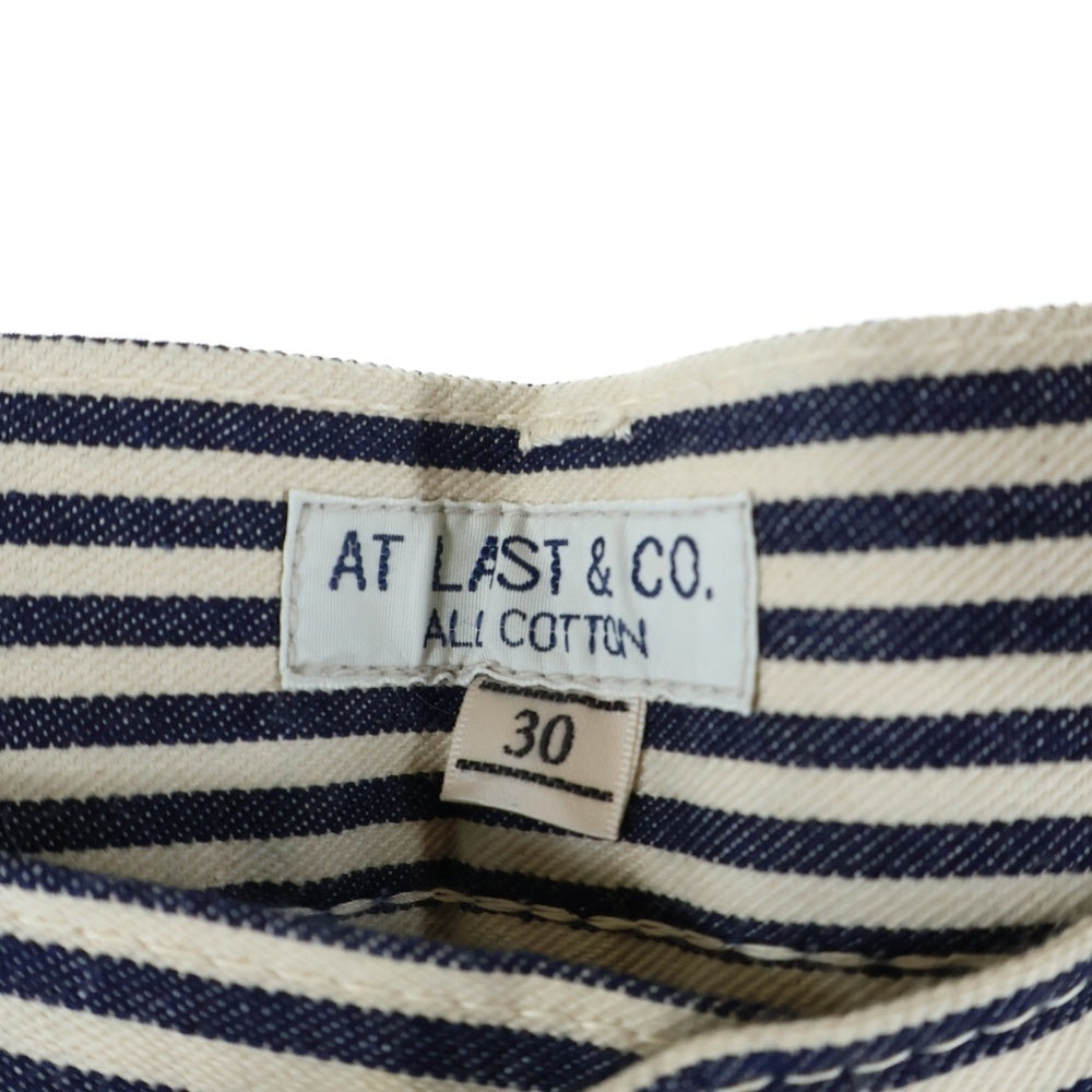 AT LAST & CO(アットラスト) FATIGUE TROUSERS ヒッコリーデニム ファティーグパンツ ホワイト/ネイビー