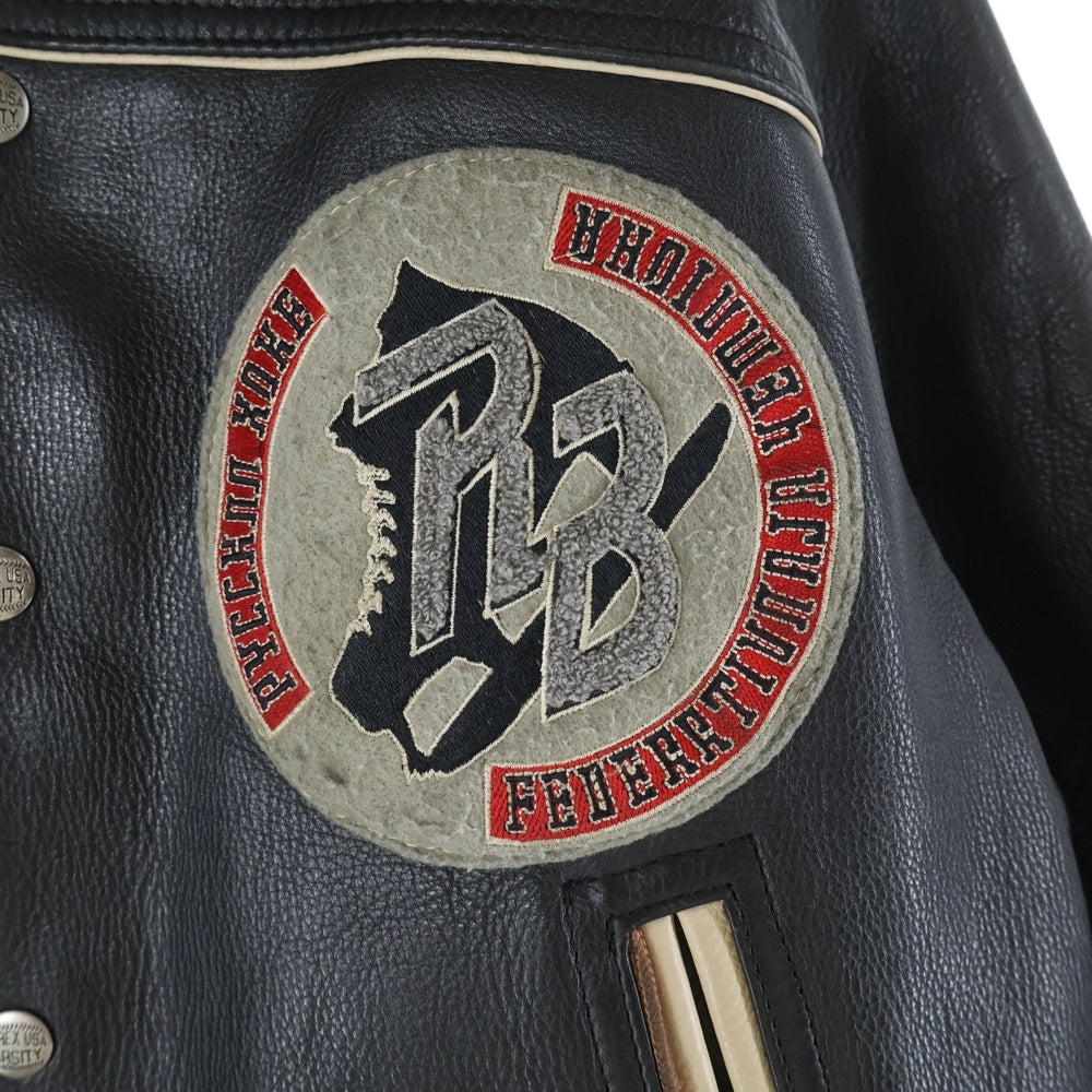 AVIREX(アヴィレックス) Red Blades Ice Hockey Varsity Jacket バーシティジャケット レザージャケット ブルゾン ブラック