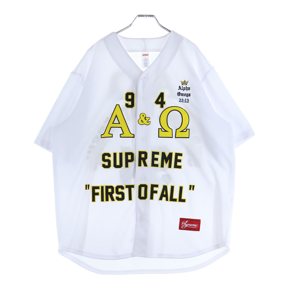 SUPREME(シュプリーム) 24AW Alpha Omega Baseball Jersey アルファオメガ ベースボール 半袖シャツ ホワイト