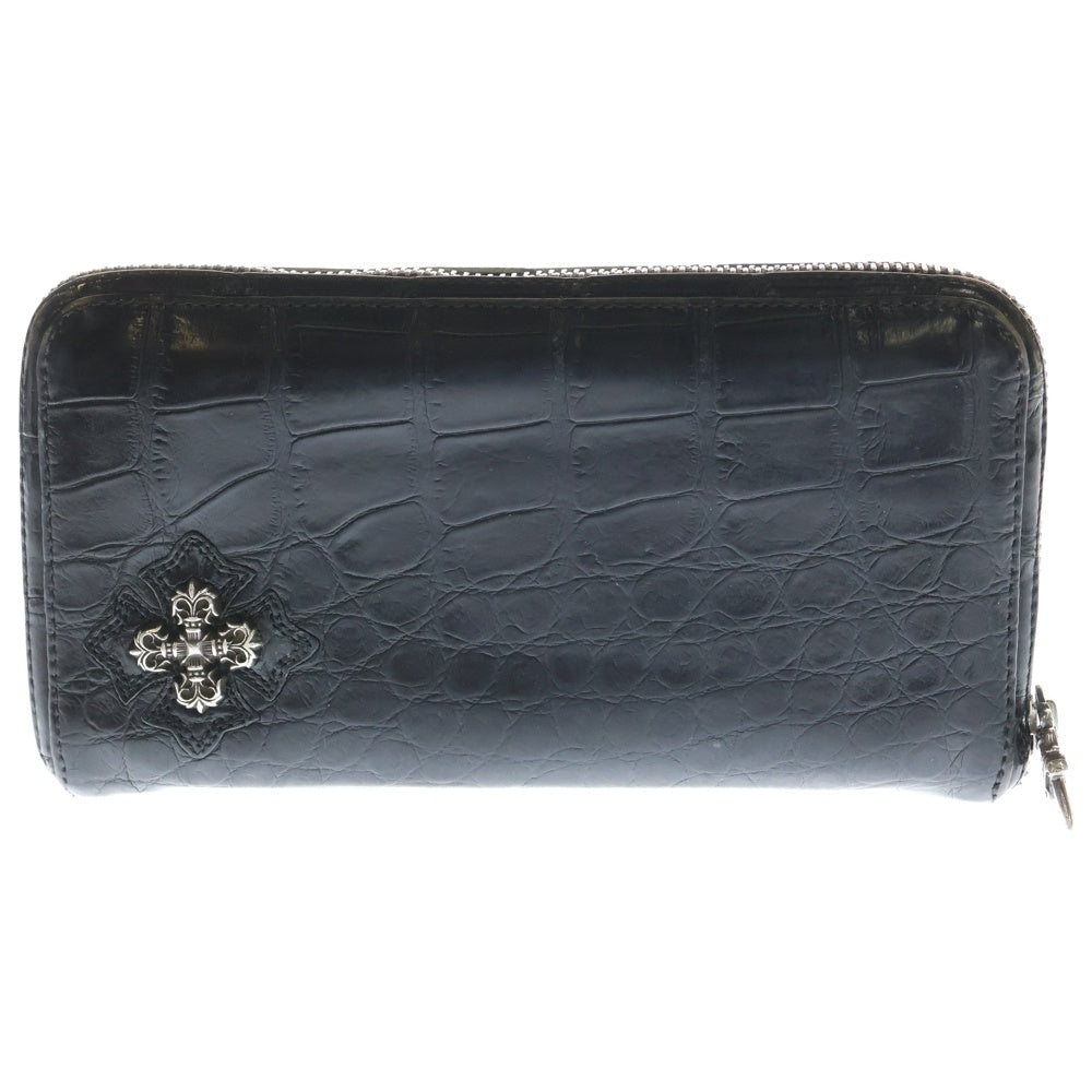 CHROME HEARTS(クロムハーツ) REC F ZIP フィリグリープラス装飾 レザーウォレット 長財布 ブラック