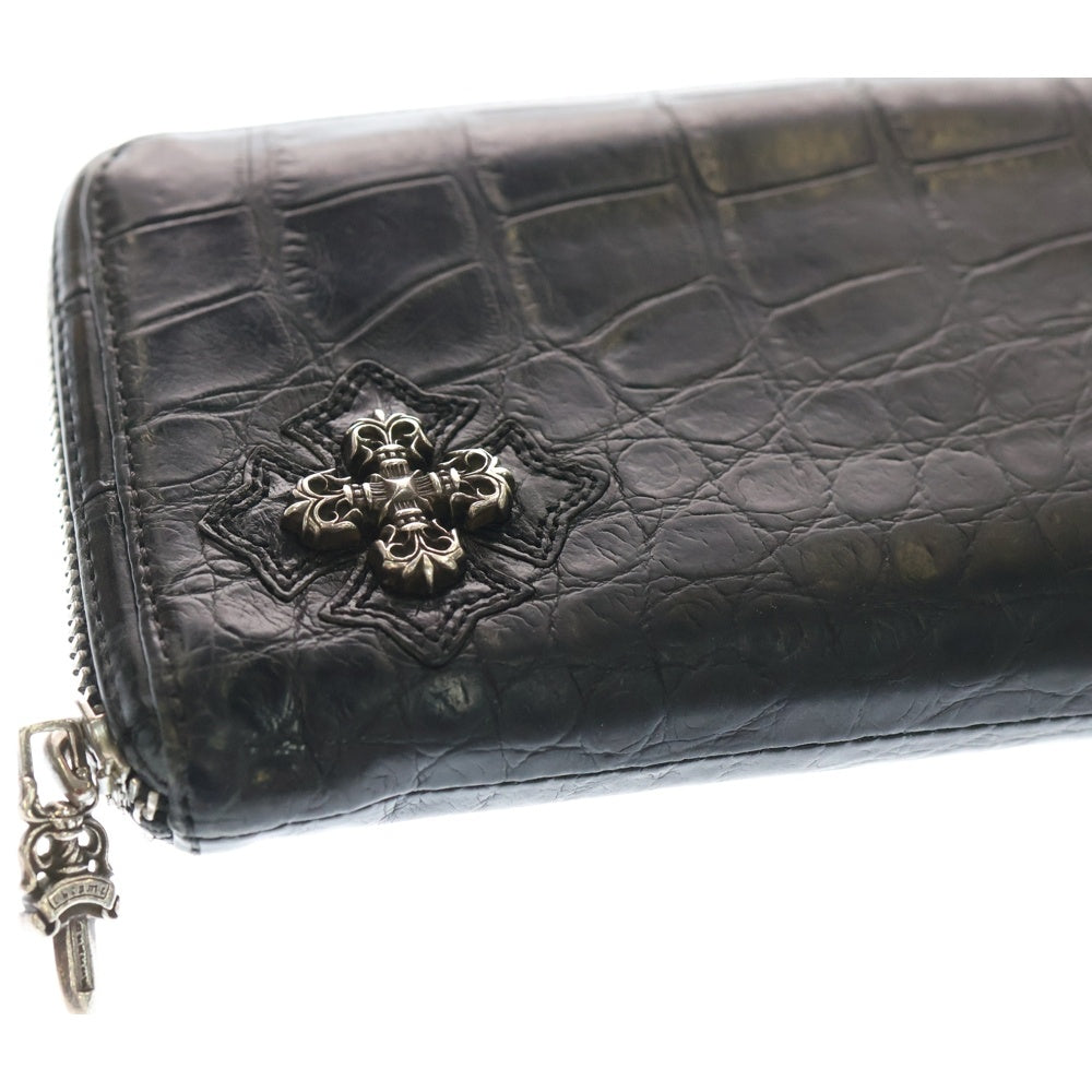 CHROME HEARTS(クロムハーツ) REC F ZIP フィリグリープラス装飾 レザーウォレット 長財布 ブラック