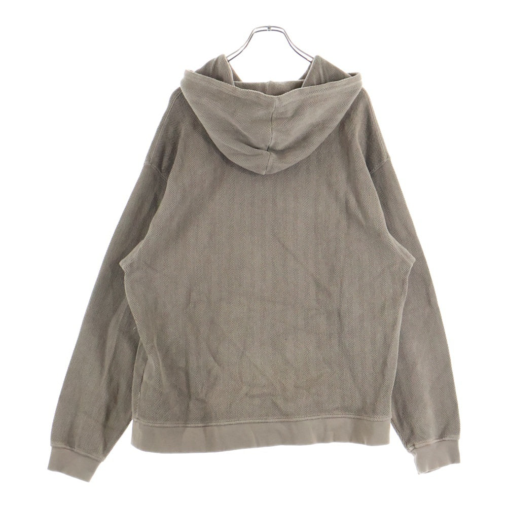 KITH(キス) 22AW ヘリンボーン ロゴ刺繍 プルオーバースウェットパーカー フーディ ブラウン 22-070-060-0031-4-0