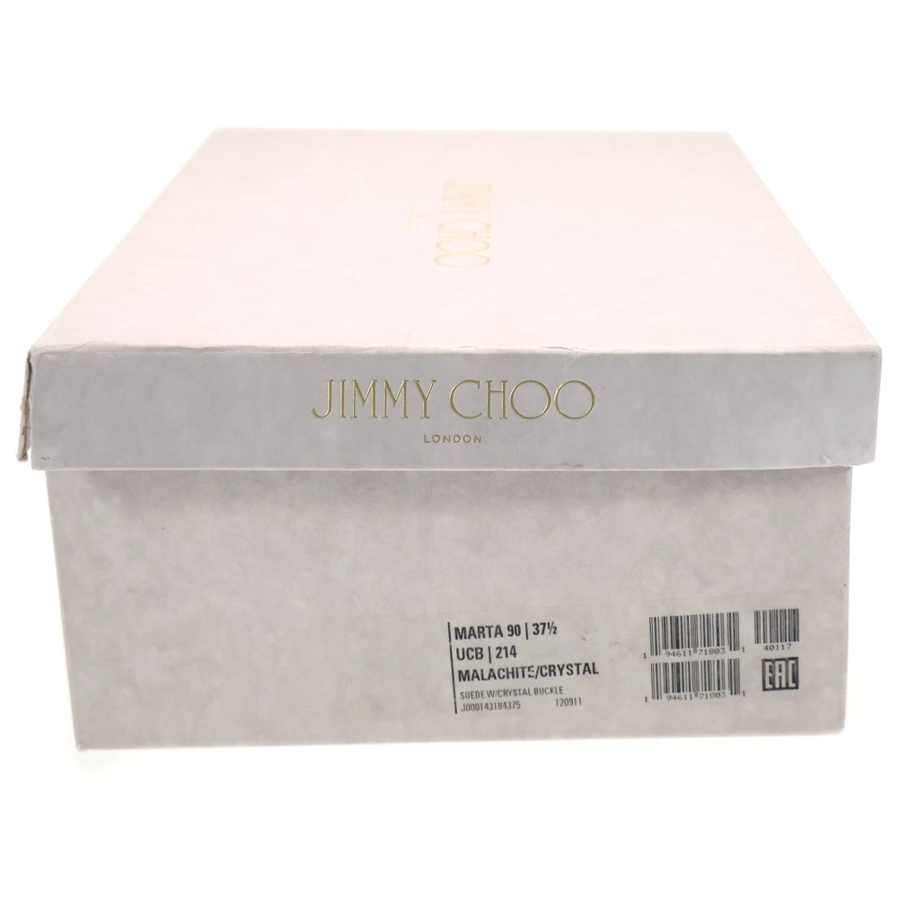 JIMMY CHOO(ジミーチュウ) MARTA 90 ミュール クリスタル パンプス ハイヒール レディース グリーン