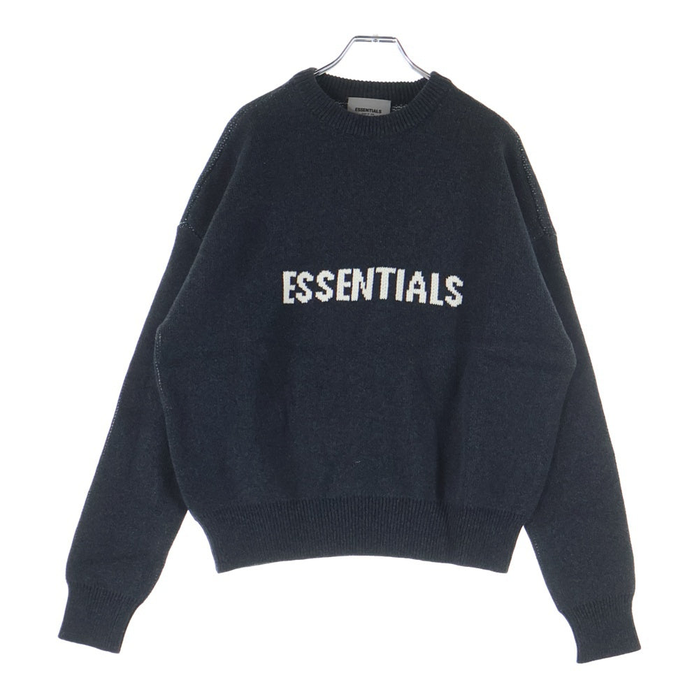 FEAR OF GOD ESSENTIALS(フィアオブゴッド エッセンシャルズ) KNIT SWEATER ロゴクルーネックニットセーター グレー