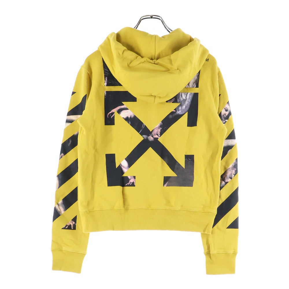 OFF-WHITE(オフホワイト) 20SS Caravaggio Hoodie カラヴァッジョ ロゴプリント プルオーバースウェットパーカー フーディー イエロー OMBB034S20E30004