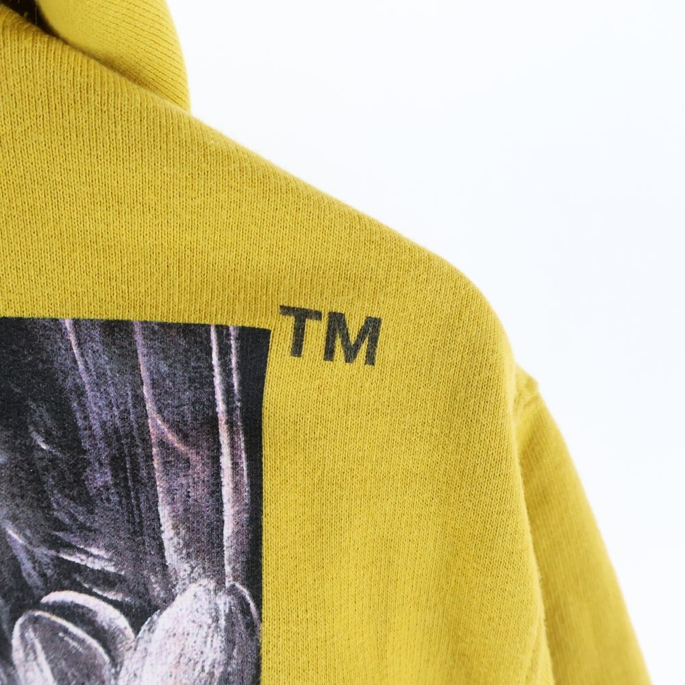OFF-WHITE(オフホワイト) 20SS Caravaggio Hoodie カラヴァッジョ ロゴプリント プルオーバースウェットパーカー フーディー イエロー OMBB034S20E30004