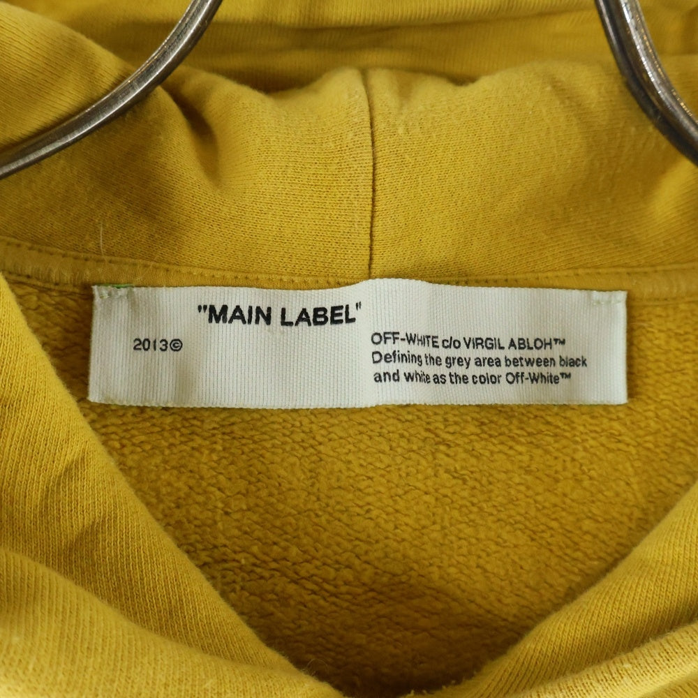 OFF-WHITE(オフホワイト) 20SS Caravaggio Hoodie カラヴァッジョ ロゴプリント プルオーバースウェットパーカー フーディー イエロー OMBB034S20E30004