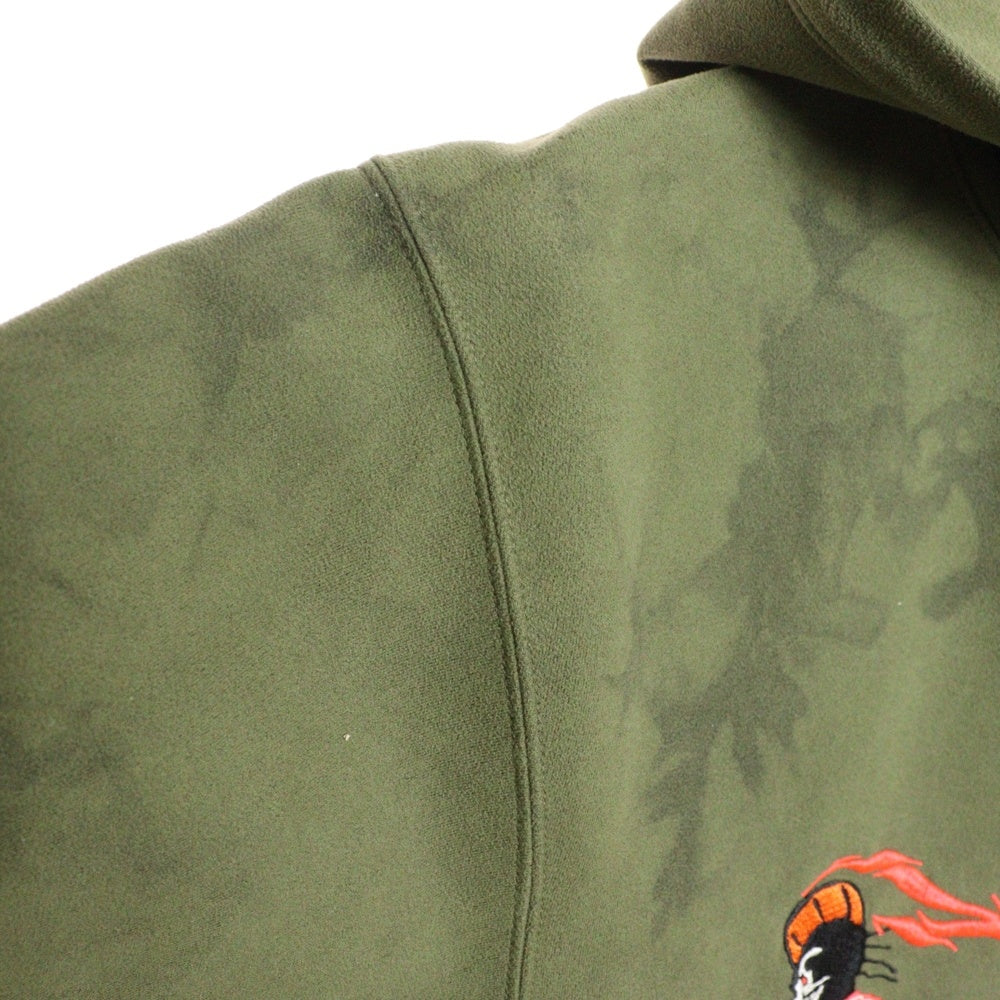 NIKE(ナイキ) ×TRAVIS SCOTT M J NRG TS WASH SUEDE PO トラヴィススコット スウェード刺繍プルオーバーパーカー カーキ CN3422-222