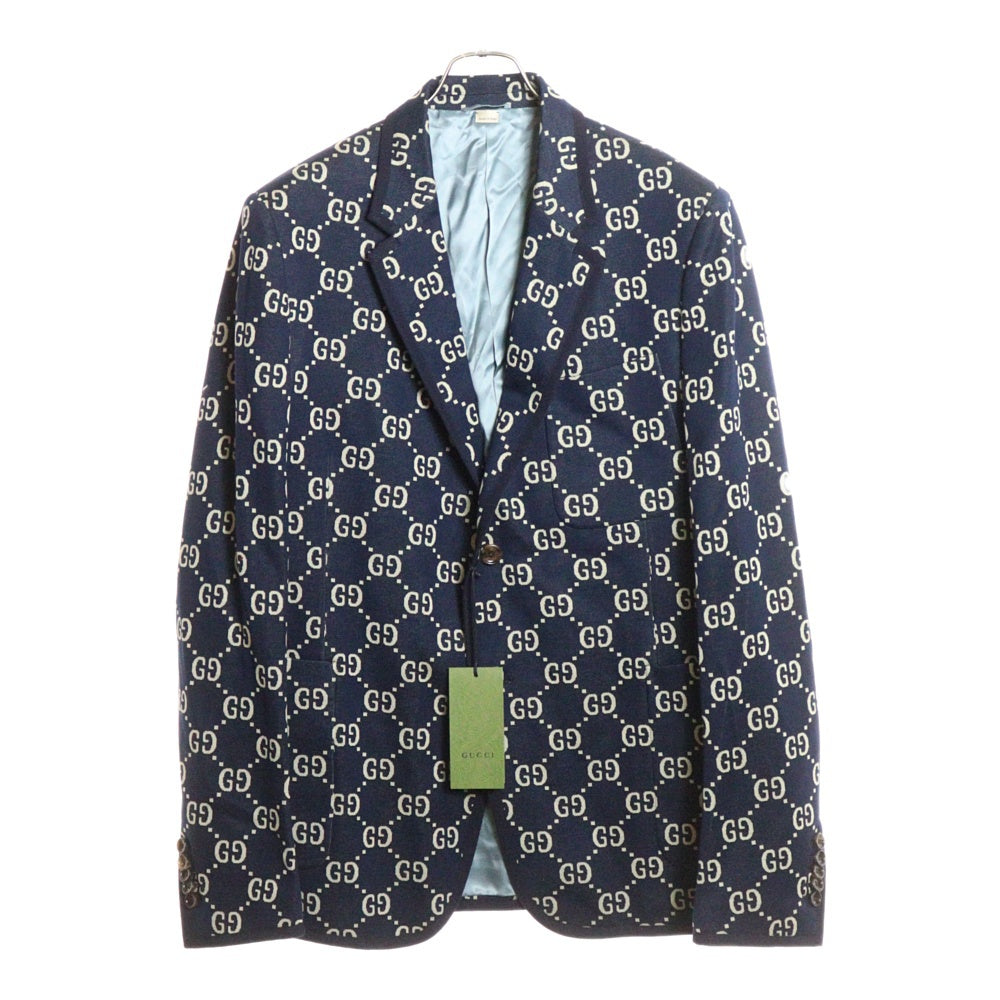 GUCCI(グッチ) GG Jacquard Tailored Jacket GGジャガード 総柄 テーラードジャケット ネイビー 521889 Z372F
