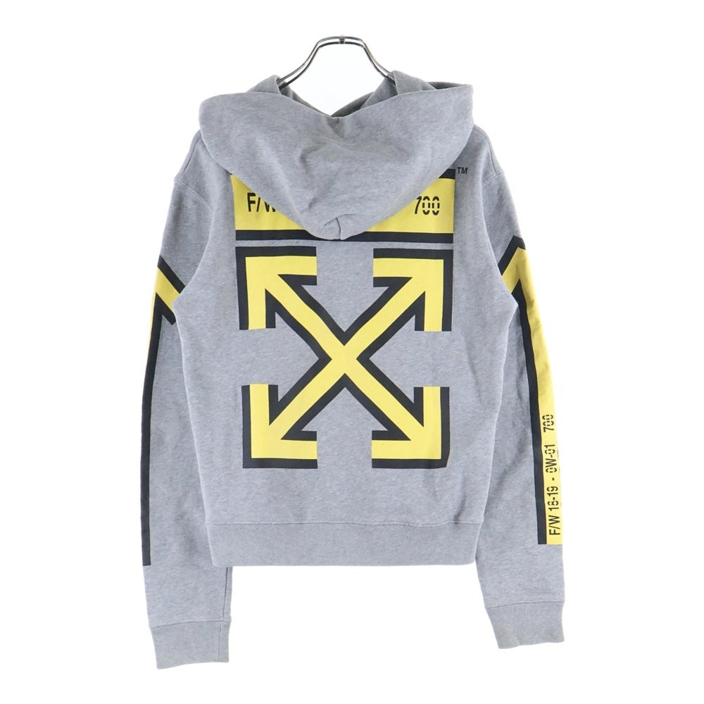 OFF-WHITE(オフホワイト) 18AW Arrow Hoodie プルオーバースウェットパーカー フーディー グレー OMBB034E18192025