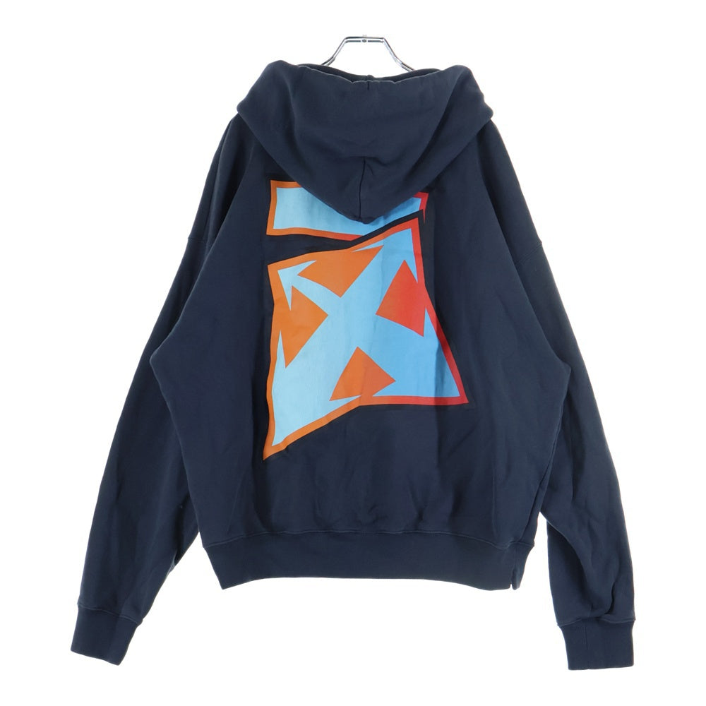 OFF-WHITE(オフホワイト) 22AW Logo Printed Drawstring Hoodie プルオーバースウェットパーカー フーディー ネイビー OMBB085F22FLE004