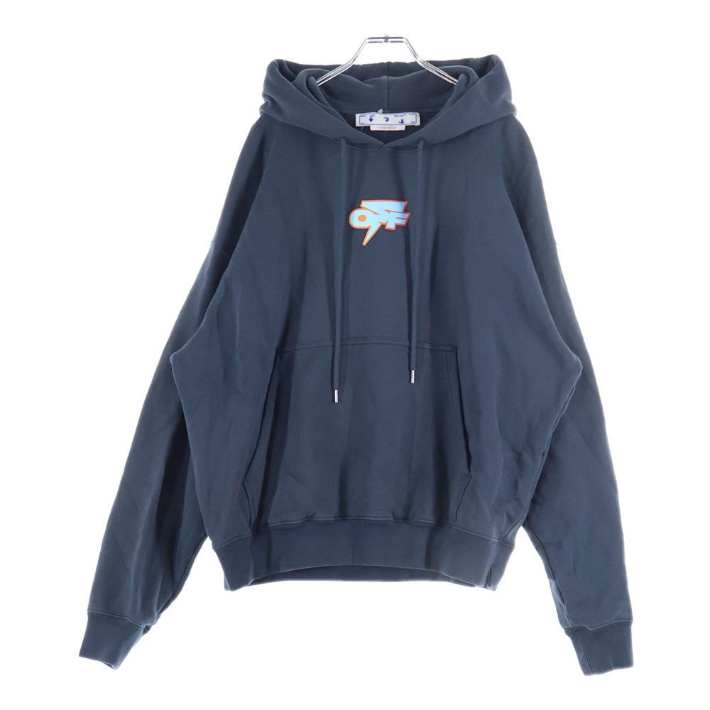 OFF-WHITE(オフホワイト) 22AW Logo Printed Drawstring Hoodie プルオーバースウェットパーカー フーディー ネイビー OMBB085F22FLE004