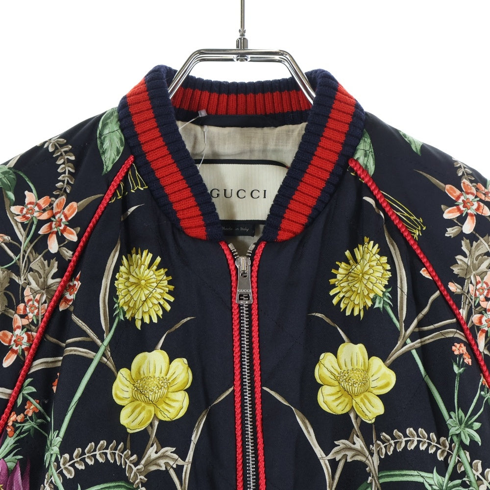 GUCCI(グッチ) Floral Silk Bomber Jacket フローラル 花柄 シルクボンバージャケット ブラック 409560 ZGZ47