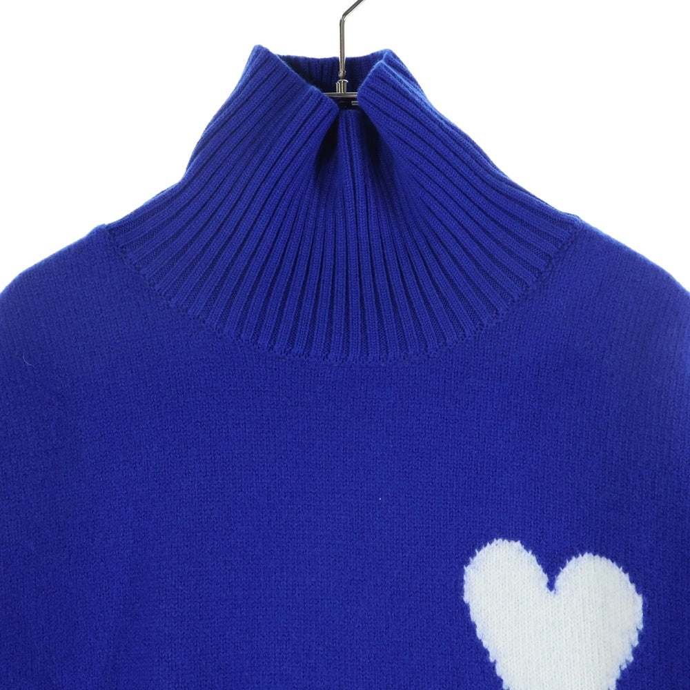 AMI Alexandre Mattiussi(アミアレクサンドルマテュッシ) Hi Neck Knit Sweater ハートロゴ ウールハイネックニットセーター ブルー A21HK303.016