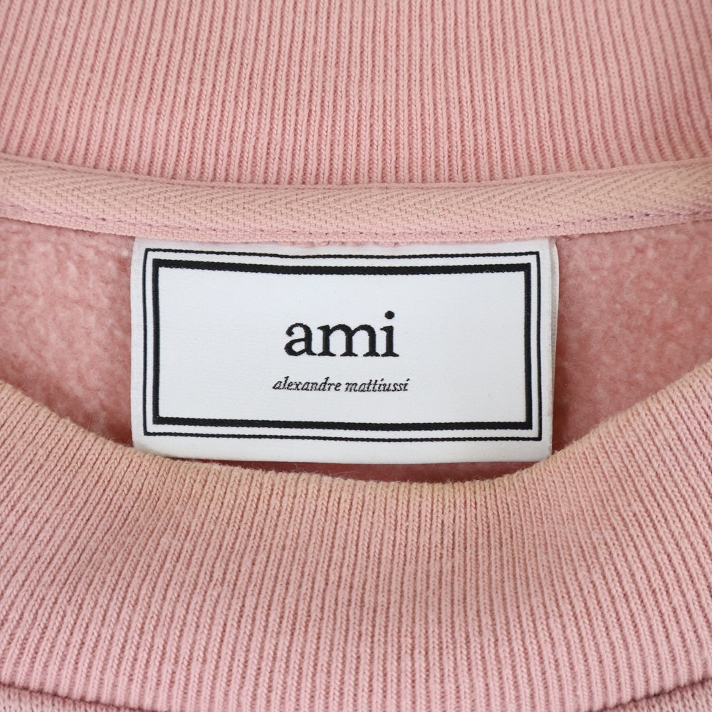 AMI Alexandre Mattiussi(アミアレクサンドルマテュッシ) Sweatshirt ハートロゴ刺繍 クルーネックスウェットトレーナー ピンク H19J037.746