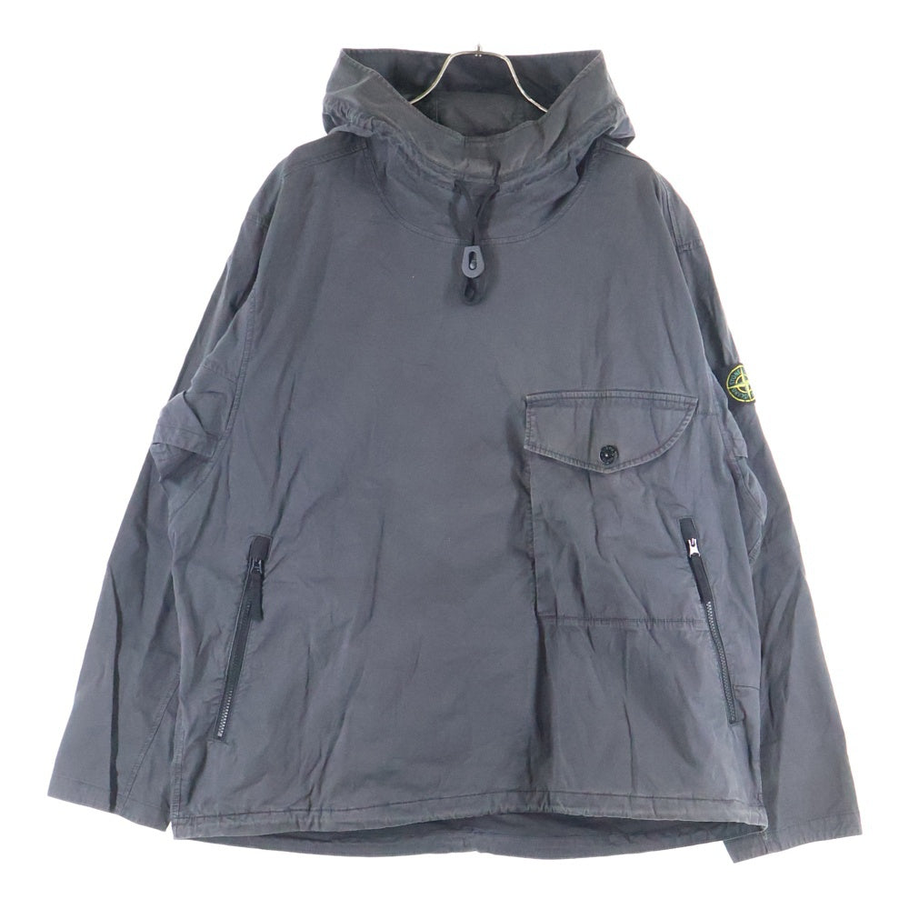 STONE ISLAND(ストーンアイランド) Anorak Shirt ロゴワッペン フェード加工 プルオーバーアノラックシャツ グレー 771510710