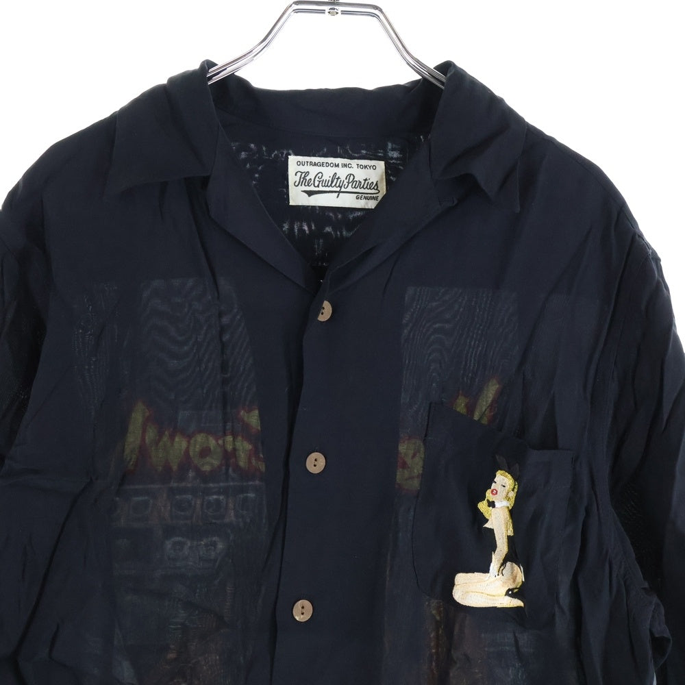 WACKO MARIA(ワコマリア) ×Mighty Crown HAWAIIAN SHIRTS マイティークラウン ハワイアン 半袖シャツ ブラック