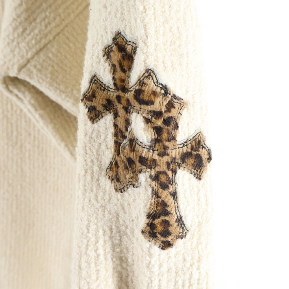 CHROME HEARTS(クロムハーツ) OVERCAST CREW ハラコクロスパッチ クルーネックカシミアニット アイボリー