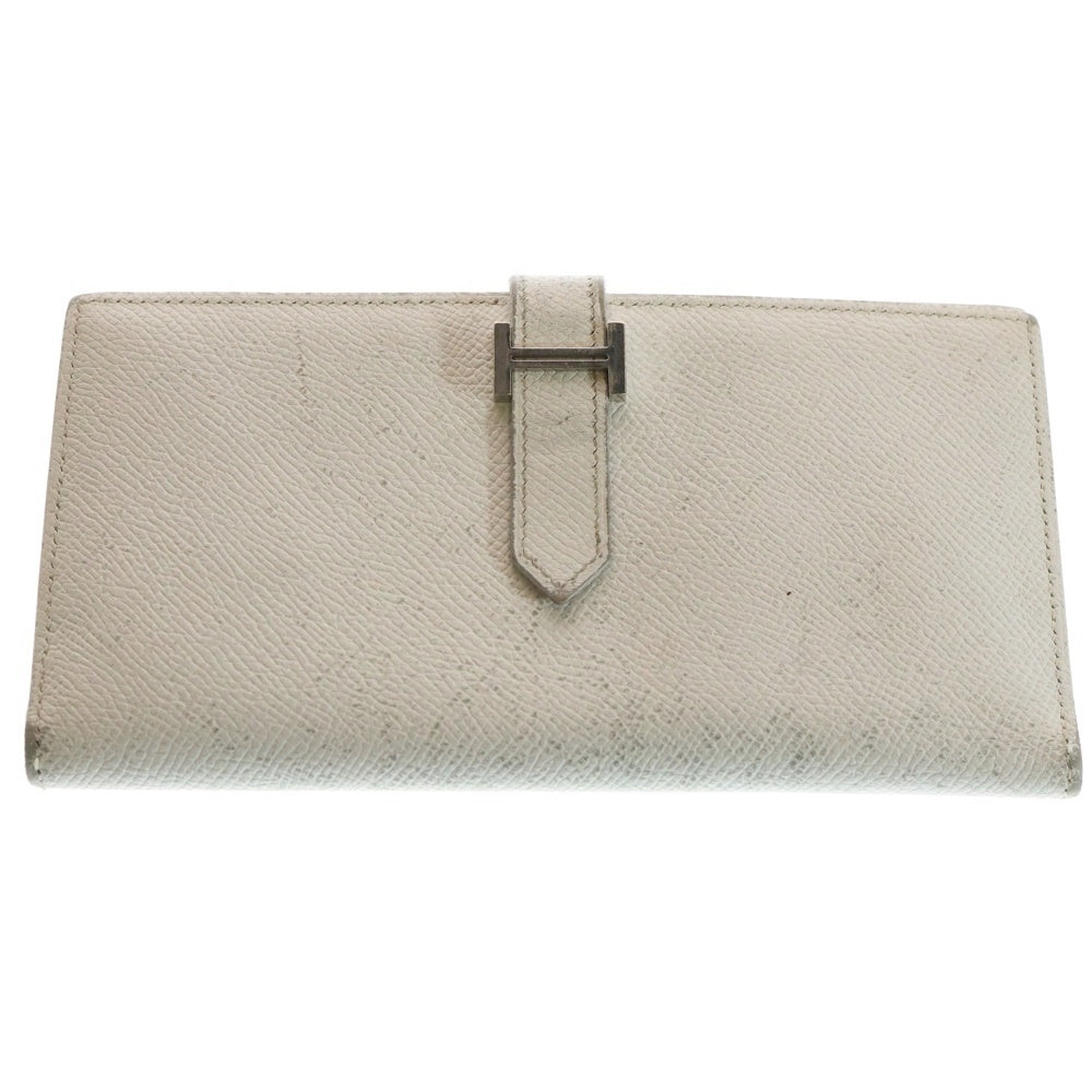 HERMES(エルメス) ベアンスフレ ロングウォレット 長財布 カードケース シルバー金具 □K刻印 ホワイト レディース