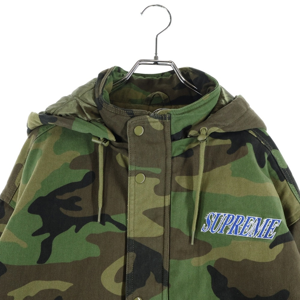 SUPREME(シュプリーム) 24AW Mitchell & Ness Twill Stadium Jacket ミッチェルアンドネス ツイルスタジアムジャケット カモフラージュ 迷彩ジャケット フーディー カーキ