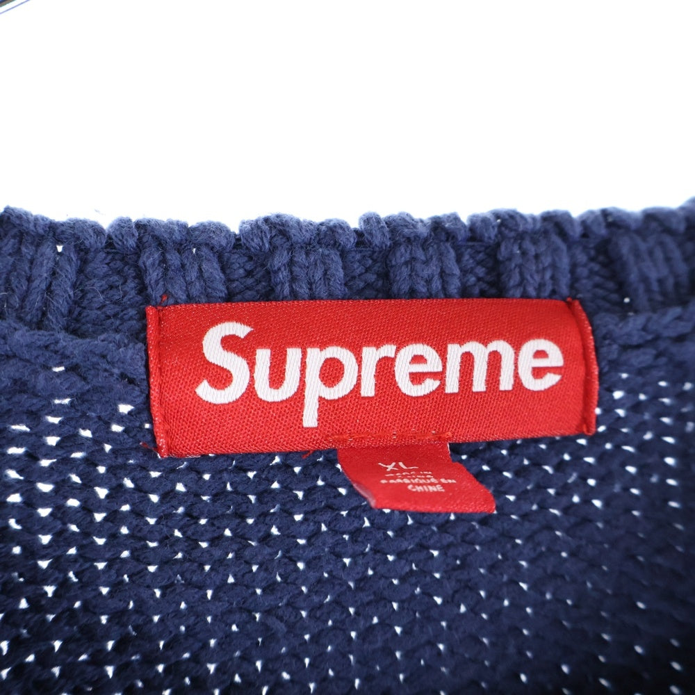 SUPREME(シュプリーム) 25SS Tonal Applique Sweater トーナルアップリケ クルーネックニットセーター ネイビー