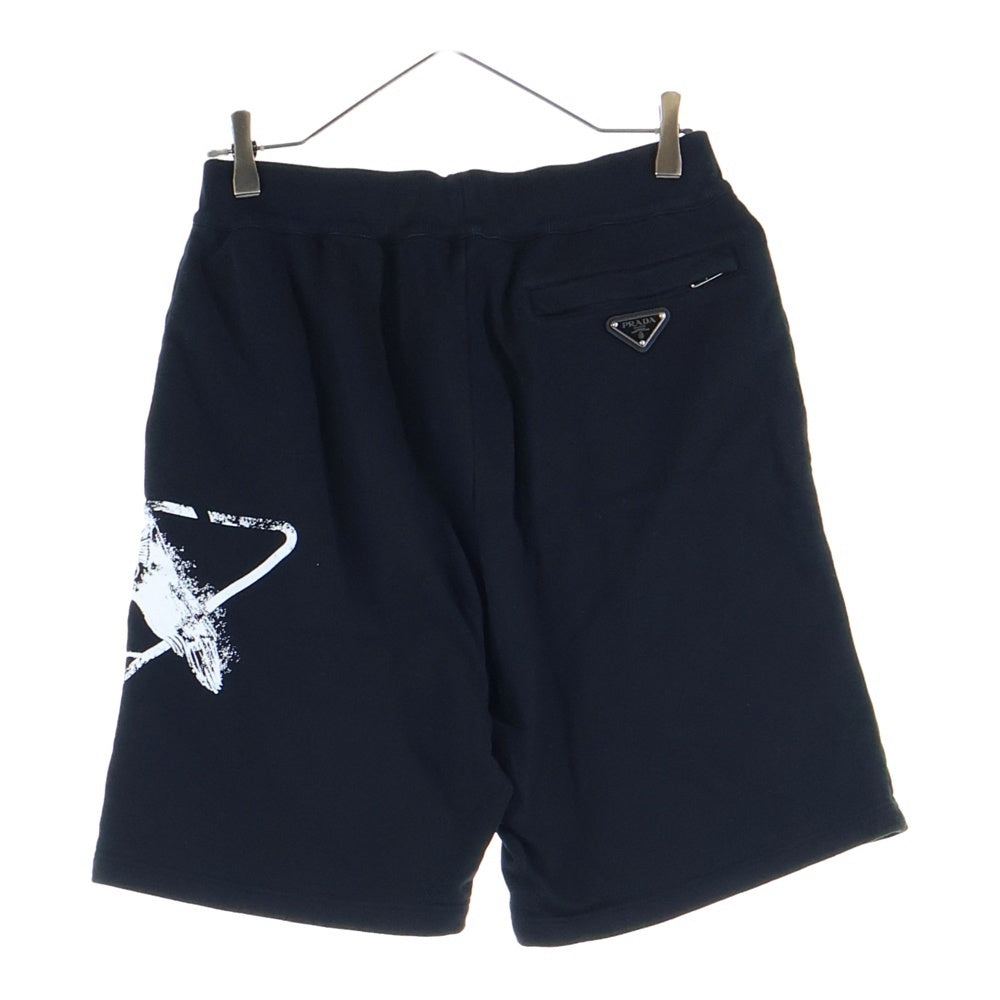 PRADA(プラダ) トライアングルロゴ シンボルプリント スウェットハーフパンツ ブラック UJP195 S221 1010