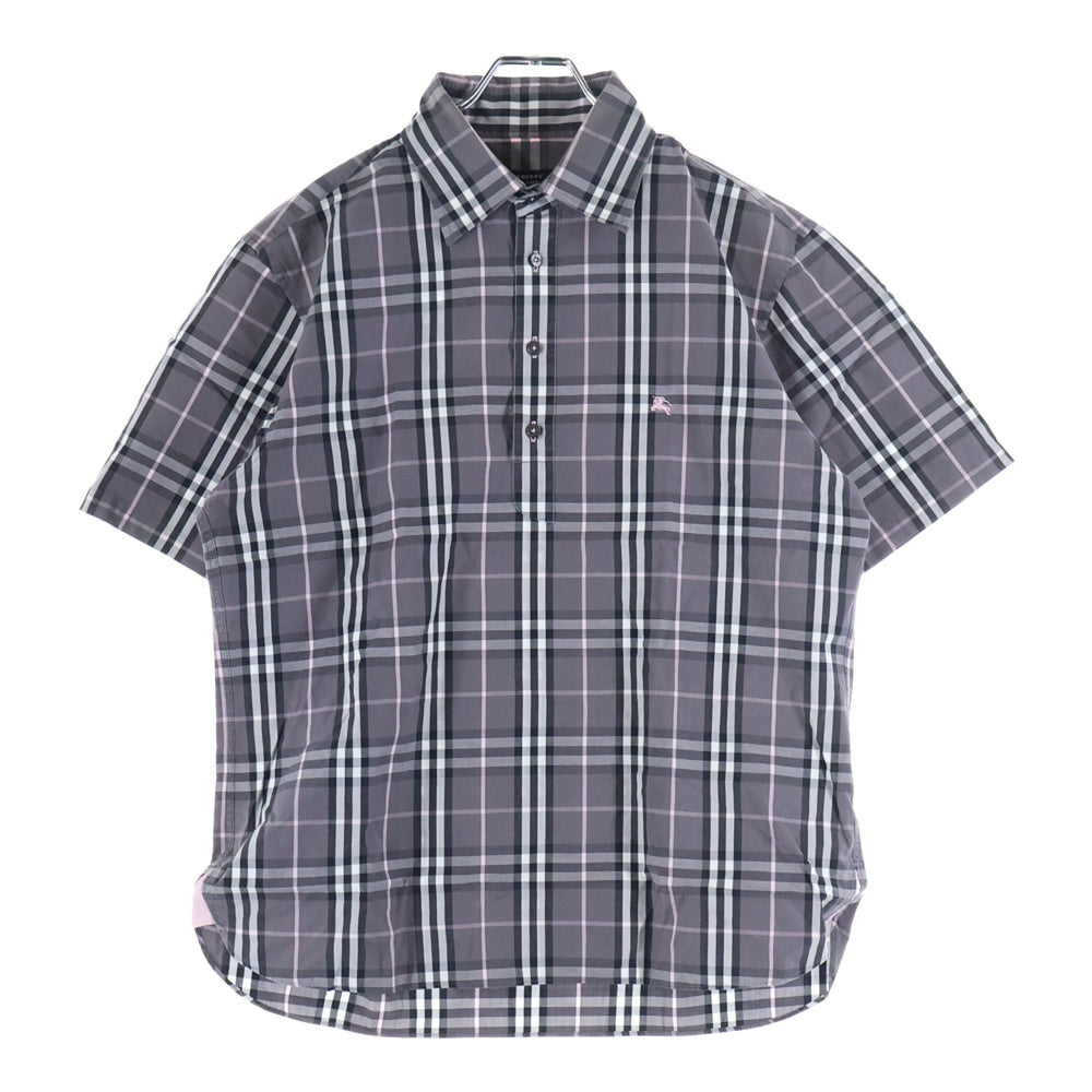 BURBERRY BLUE LABEL(バーバリーブルーレーベル) ホースロゴ チェック 半袖シャツ パープル