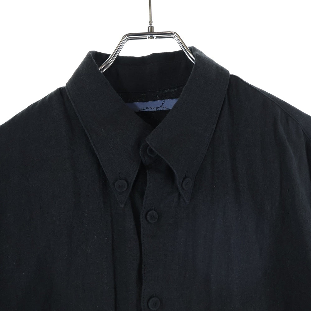 NO BRAND(ノーブランド) SEMOH セモー Front Logo Shirts フロントロゴプリント 長袖シャツ ブラック