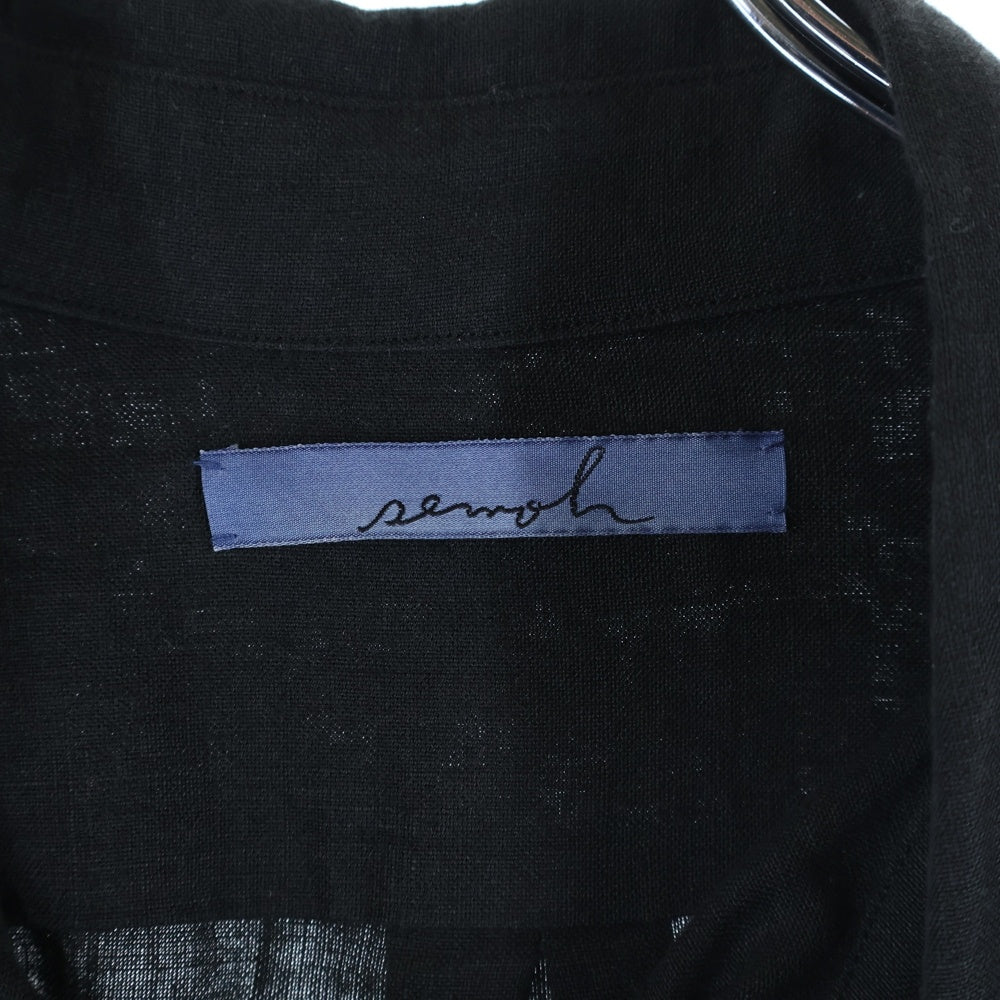 NO BRAND(ノーブランド) SEMOH セモー Front Logo Shirts フロントロゴプリント 長袖シャツ ブラック