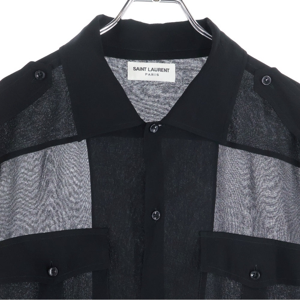 SAINT LAURENT PARIS(サンローランパリ) Silk Shirts シルク長袖シャツ ブラック 730121 Y059R