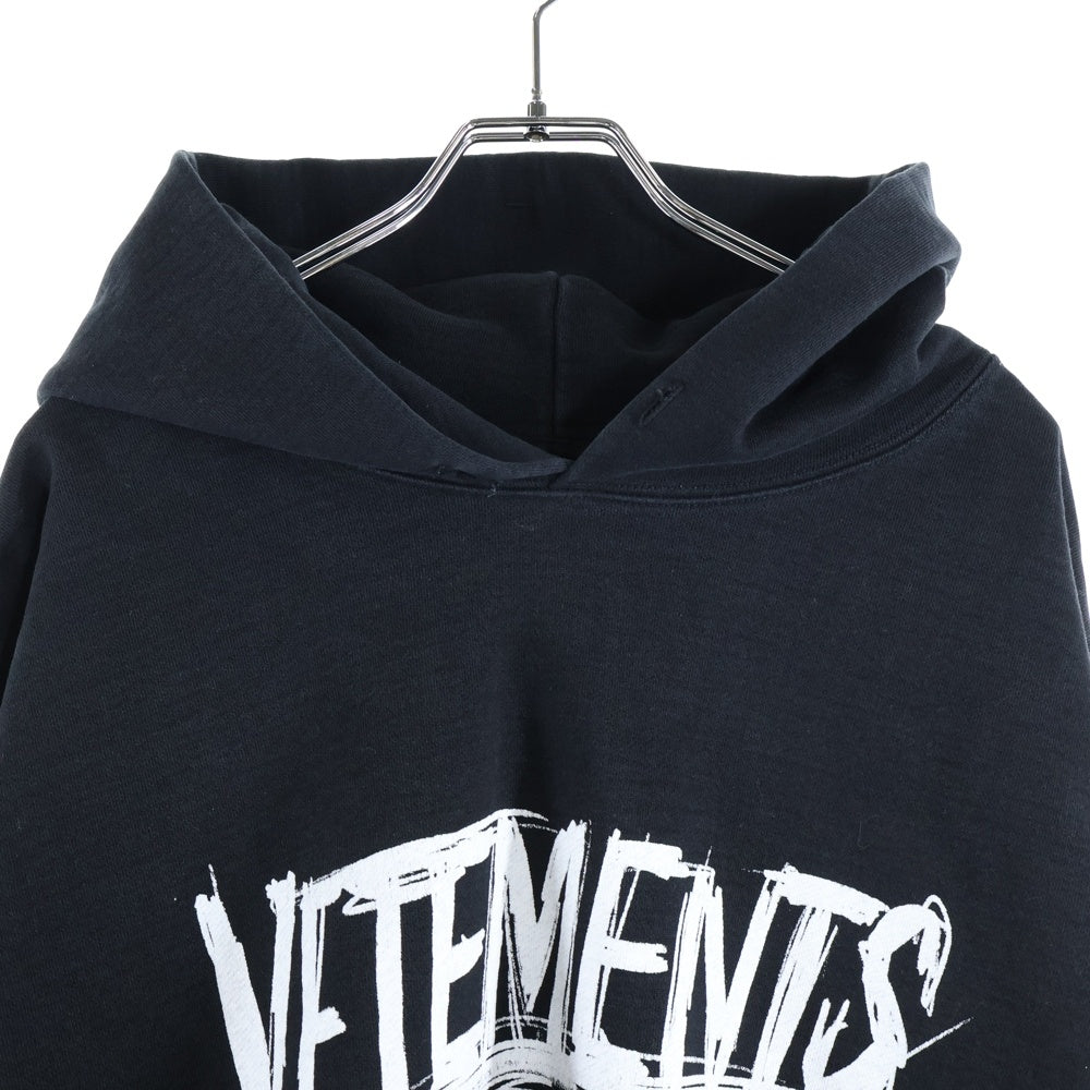 VETEMENTS(ヴェトモン) 21AW WORLD TOUR LOGO HOODIE ワールドツアー ロゴプリント フーディー プルオーバーパーカー ブラック UA52TR910W