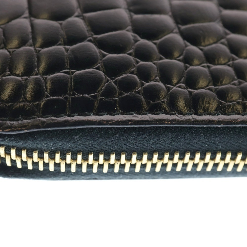 miumiu(ミュウミュウ) クロコ型押し レザージッピーウォレット 長財布 ブラック 5M0506 レディース