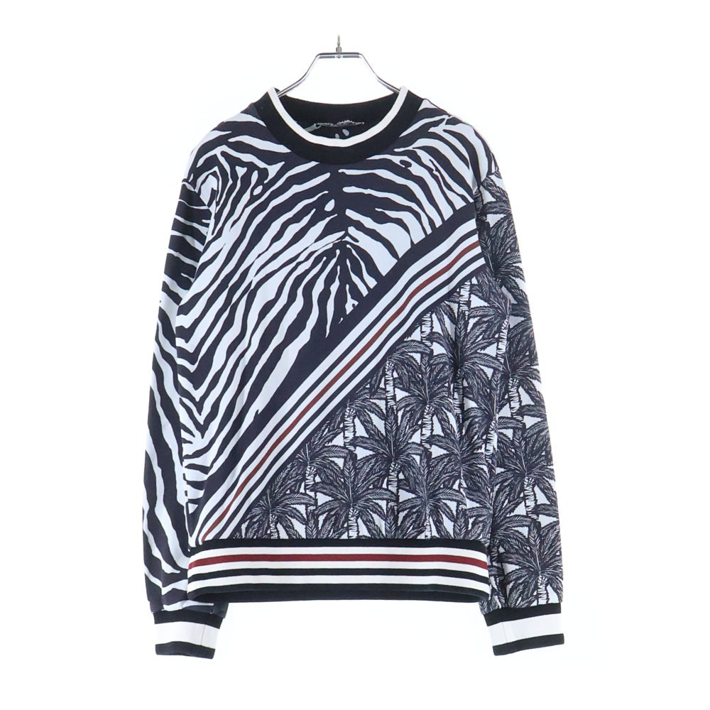 DOLCE & GABBANA(ドルチェアンドガッバーナ) Zebra Palm Tree Print Sweatshirt ゼブラパームツリープリントスウェットシャツ ブラック/ホワイト G9IE3T