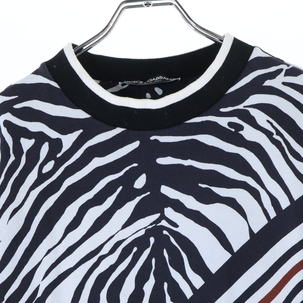 DOLCE & GABBANA(ドルチェアンドガッバーナ) Zebra Palm Tree Print Sweatshirt ゼブラパームツリープリントスウェットシャツ ブラック/ホワイト G9IE3T