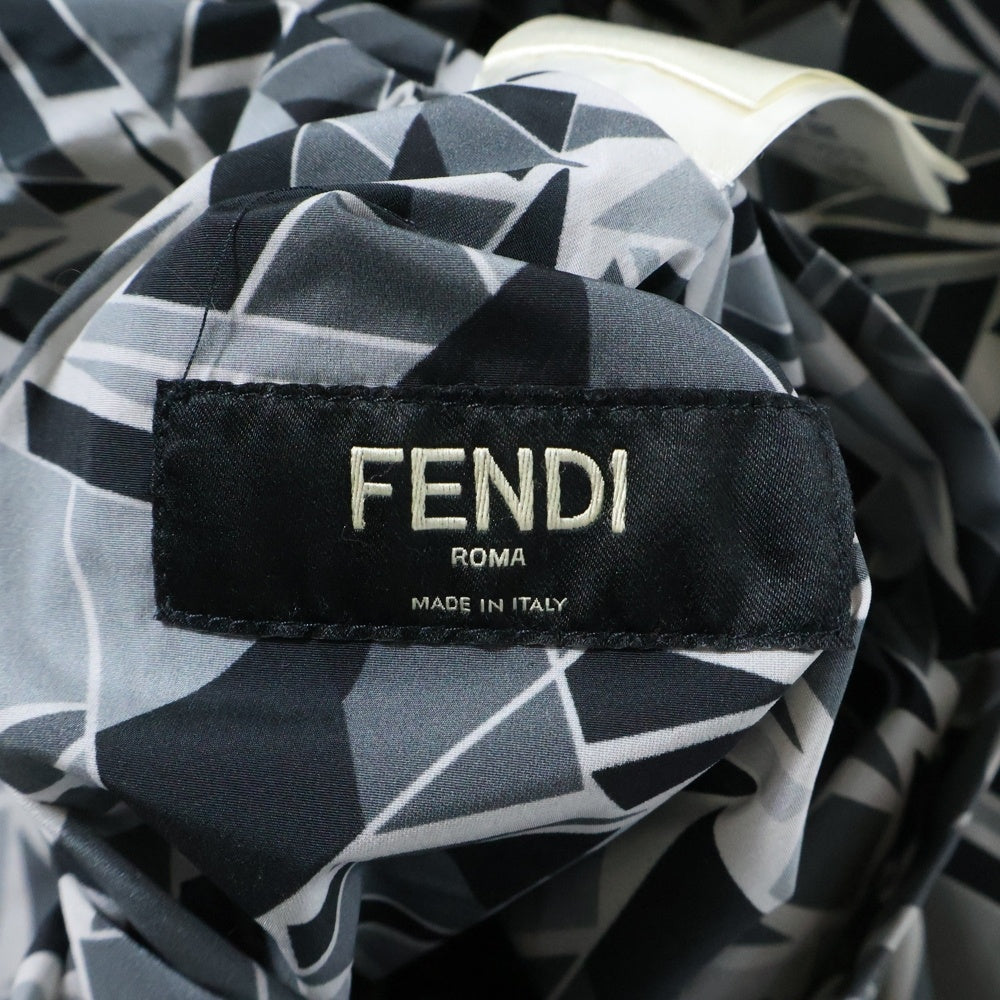 FENDI(フェンディ) NYLON LONG COAT 総柄 ナイロンロングコート ブラック/グレー FAA691