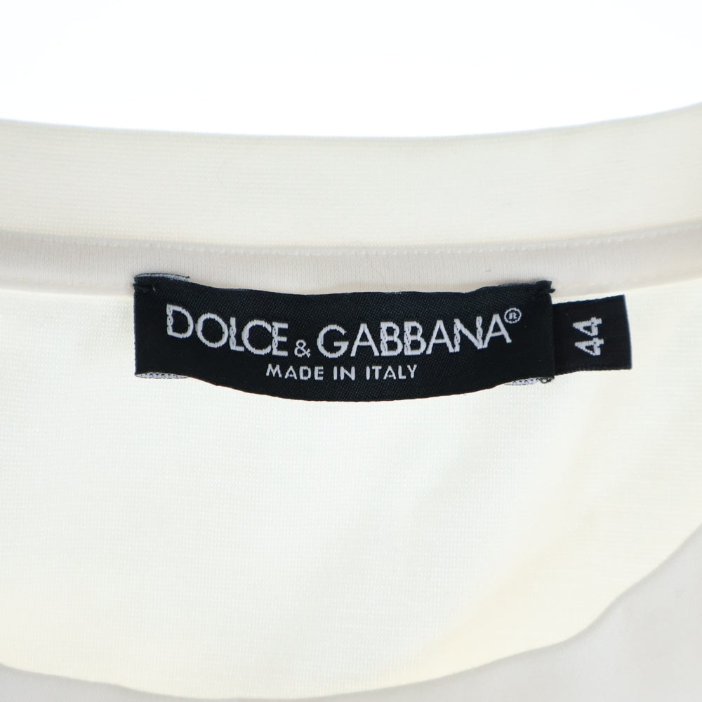 DOLCE & GABBANA(ドルチェアンドガッバーナ) RHINESTONE LOGO TEE ラインストーン フロントロゴ 半袖Tシャツ ホワイト G8NC5Z G7CC1
