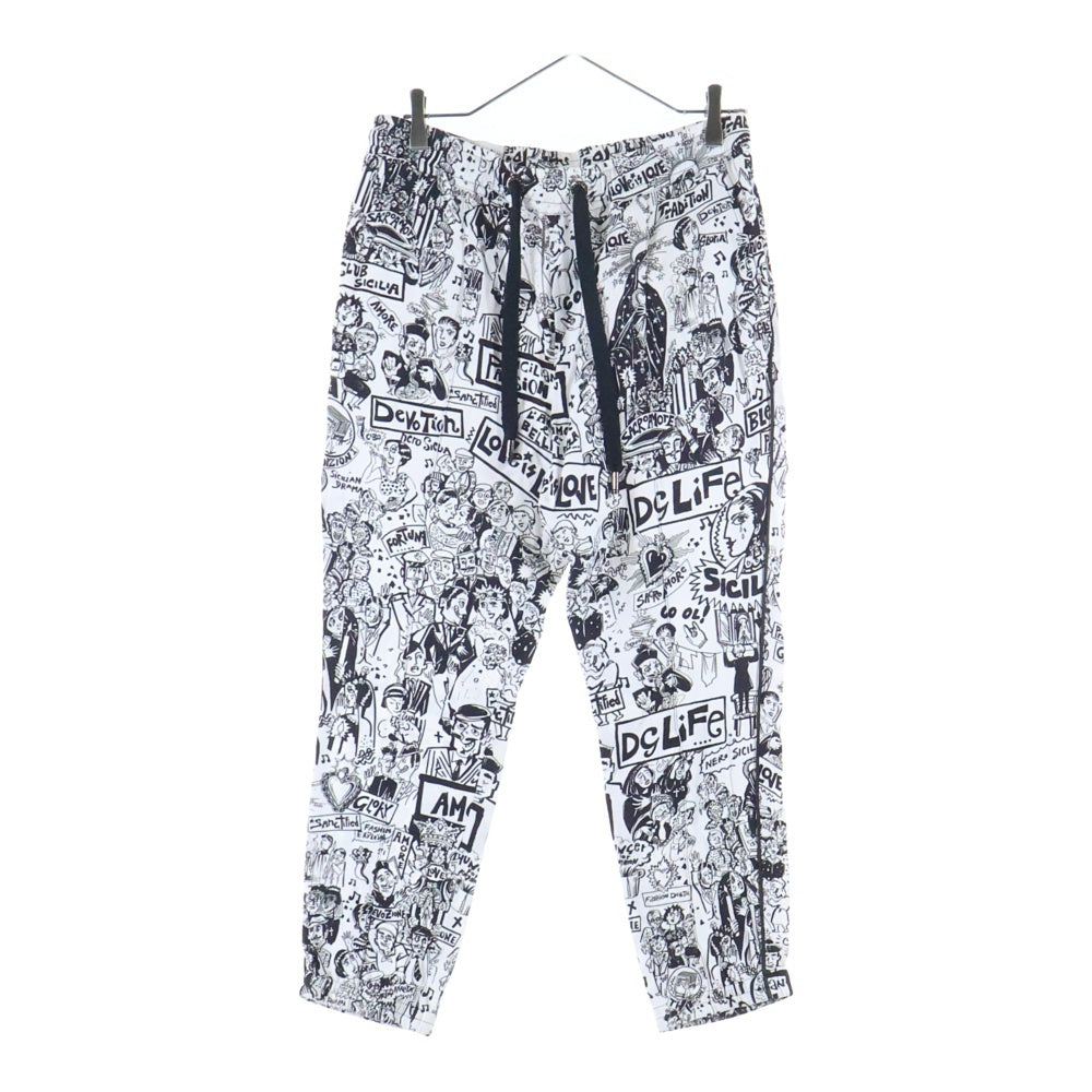 DOLCE & GABBANA(ドルチェアンドガッバーナ) 総柄 コミックデザイン パンツ ホワイト/ブラック GYQDAT FS8B6