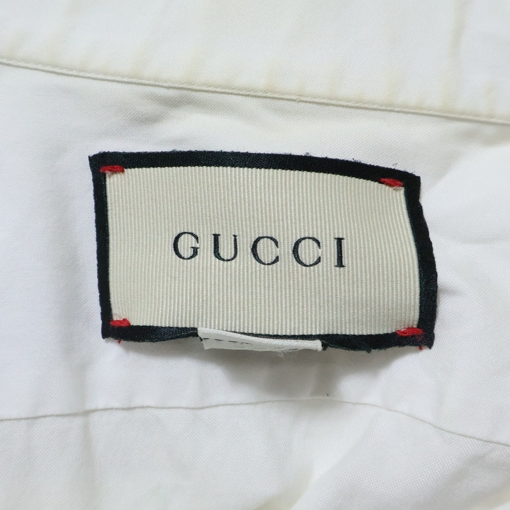 GUCCI(グッチ) 19AW シンボルズ ネック スネーク刺繍 長袖シャツ ホワイト 523500 Z341L